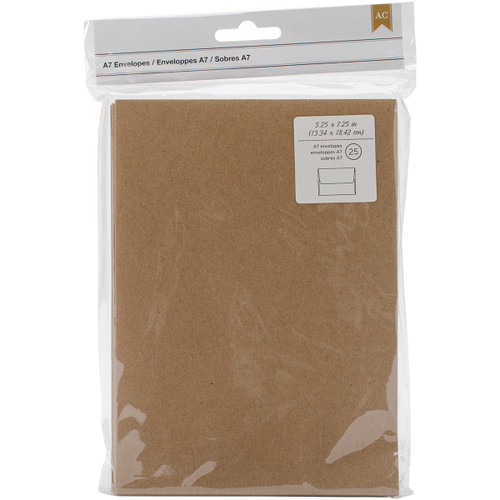 American Crafts A7 Envelopes (5.25"X7.25") 25/Pkg-Kraft 368591 - 718813685917