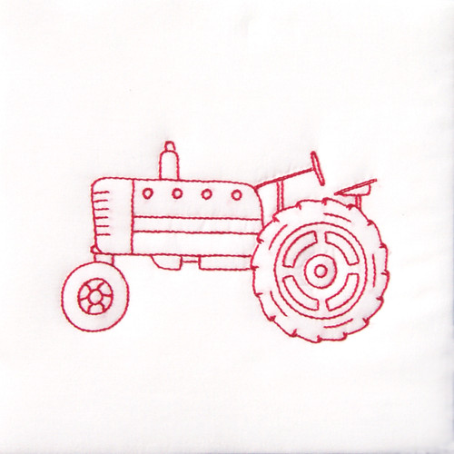 Jack Dempsey Stamped White Quilt Blocks 9"X9" 12/Pkg-Old Tractor - 733 290 - 013155482904