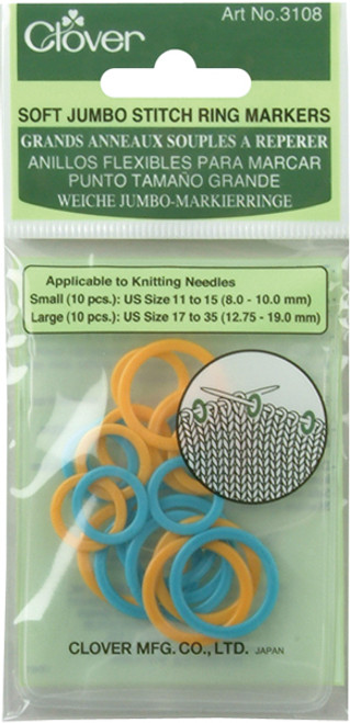 Clover Soft Stitch Jumbo Ring Markers-20/Pkg - 3108 - 051221353017