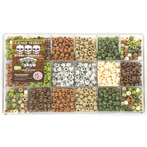 The Beadery Bead Extravaganza Bead Box Kit 21.5oz-Camo & Skulls - B6487 - 045155918916