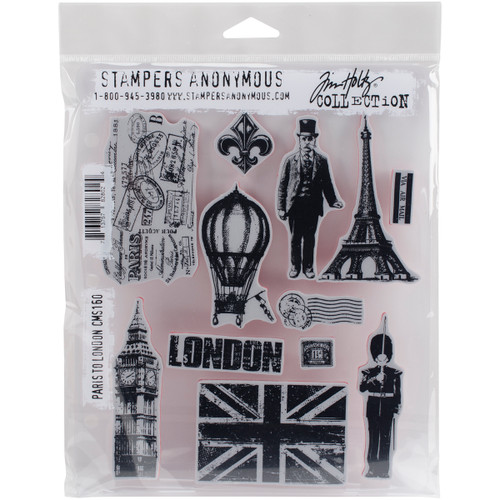 Tim Holtz Cling Stamps 7"X8.5"-Paris To London CMS-LG-160 - 713757828024