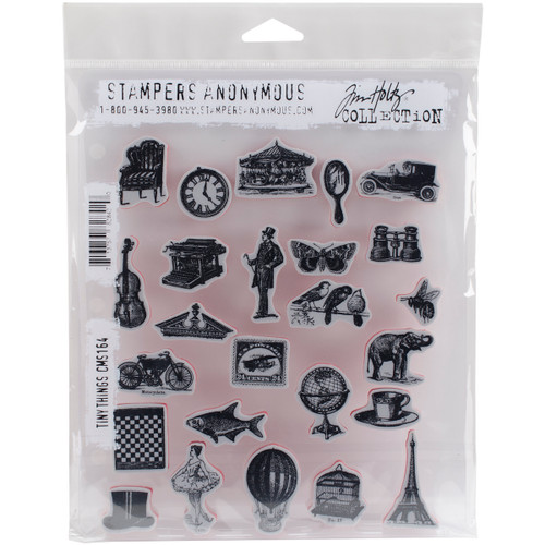 Tim Holtz Cling Stamps 7"X8.5"-Tiny Things CMS-LG-164 - 713757828420