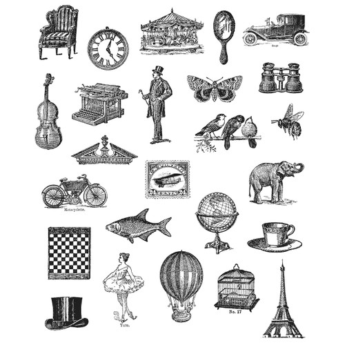 Tim Holtz Cling Stamps 7"X8.5"-Tiny Things - CMS-LG-164