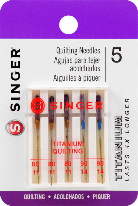 Singer Titanium Universal Quilting Machine Needles-Sizes 11/80 (3) & 14/90 (2) - 04810 - 075691048105