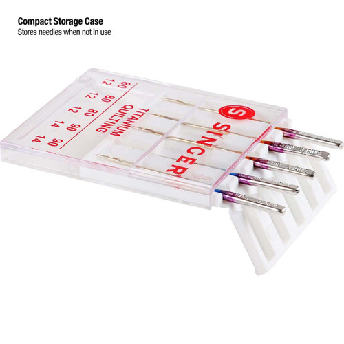 Singer Titanium Universal Quilting Machine Needles-Sizes 11/80 (3) & 14/90 (2) - 04810