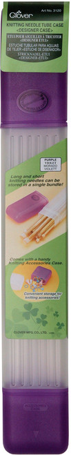 Clover Knitting Needle Tube Case-16"X2.25"X1.5" Purple - 3120 - 051221356780