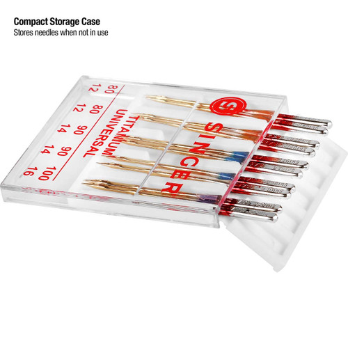 Singer Titanium Universal Regular Point Machine Needles-Sizes 11/80 (4), 14/90 (4) & 16/100 (2) - 04808 Singer Titanium Universal Regular Point Machine Needles-Sizes 11/80 (4), 14/90 (4) & 16/100 (2) - 04808