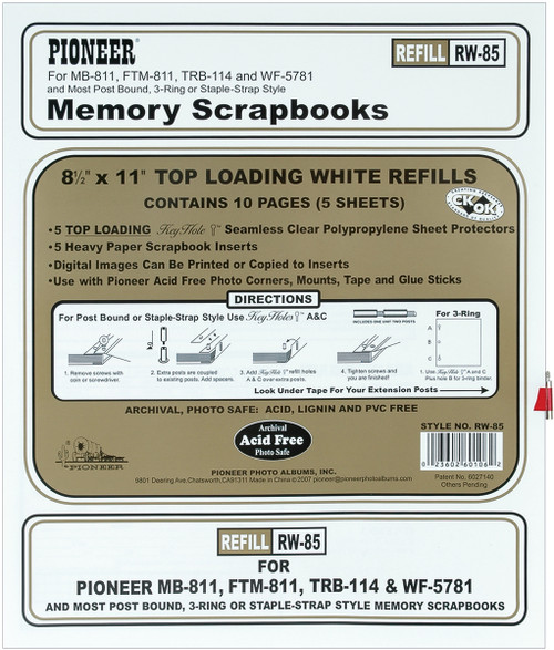 Pioneer Universal Top-Loading Page Protectors 5/Pkg-8.5"X11" (W/White Inserts) - RW85 - 023602601062 Pioneer Universal Top-Loading Page Protectors 5/Pkg-8.5"X11" (W/White Inserts) - RW85 - 023602601062