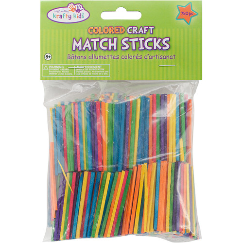Krafty Kids Craft Match Sticks-Colored 2" 750/Pkg - CW525 - 775749129786