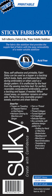 Sulky Sticky Fabri-Solvy Stabilizer-12"X6yd - 457-12