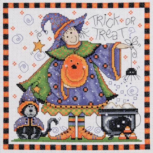Design Works Counted Cross Stitch Kit 8"X8"-Trick Or Treat (14 Count) - DW2751 - 021465027517 Design Works Counted Cross Stitch Kit 8"X8"-Trick Or Treat (14 Count) - DW2751 - 021465027517