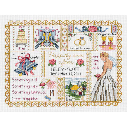 Janlynn Counted Cross Stitch Kit 13.25"X10"-Wedding Collage (14 Count) - 21-1414 - 049489000699