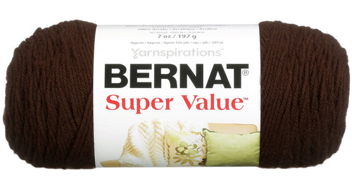 Bernat Super Value Solid Yarn-Chocolate - 164053-53013 - 057355353626