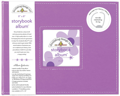 Doodlebug Storybook D-Ring Album 8"X8"-Lilac DBSBA8-5729 - 842715057296