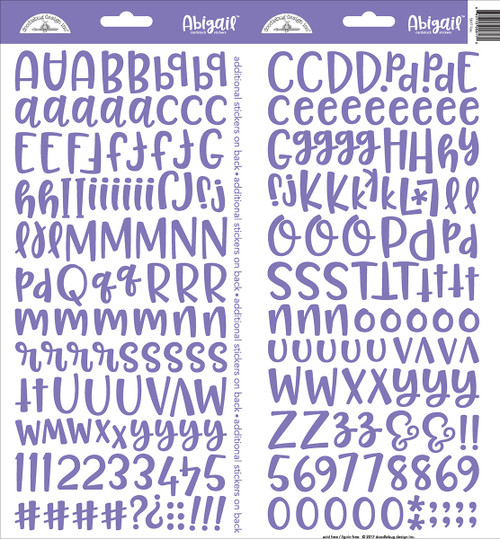Doodlebug Abigail Font Alpha Cardstock Stickers 6"X13" 2/Pkg-Lilac ABAS-5817 - 842715058170