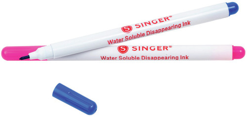 Singer QuiltPro Disappearing Fabric Marking Pens - Fine-Pink & Blue 2/Pkg - 04371 Singer QuiltPro Disappearing Fabric Marking Pens - Fine-Pink & Blue 2/Pkg - 04371