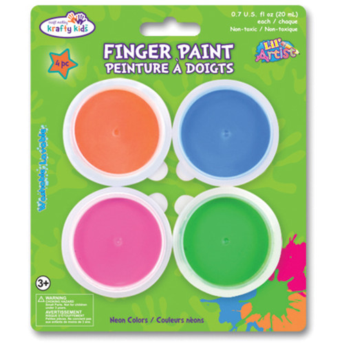 Finger Paint Tubs .7oz 4/Pkg-Neon -KC081-C - 775749183313