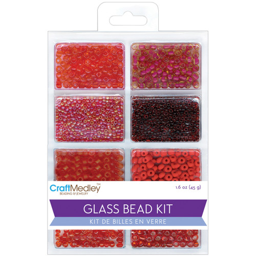 Craft Medley(TM) Beading & Jewelry Glass Bead Kit 1.6oz-Rouge - BD705-H - 775749154993