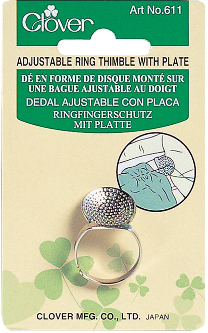 Clover Ring Thimble W/Plate-Adjustable - 611 - 051221508608