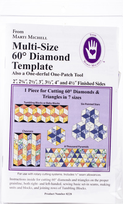 Marti Michell One-Derful One-Patch Template-60 Degree Diamond & Triangle 8228M - 715363082289