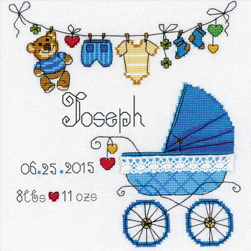 RIOLIS Counted Cross Stitch Kit 7.75"X7.75"-It's A Boy! Announcement (28 Count) R1418