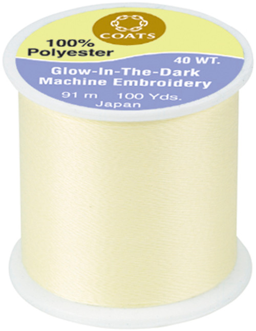 Coats Glow-In-The-Dark Machine Embroidery Thread 100yd-Yellow - D86-72 - 073650783975 Coats Glow-In-The-Dark Machine Embroidery Thread 100yd-Yellow - D86-72 - 073650783975