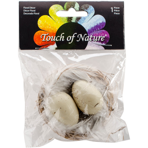 Touch Of Nature Miniature Bird Nest With 2 Eggs 2.75"-Natural MD22220 - 684653222202