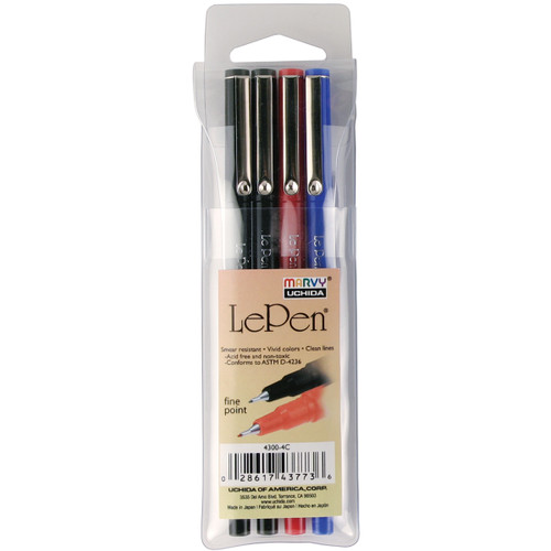 Uchida Le Pen .03mm Point 4/Pkg-Basic - 4300-4C - 028617437736