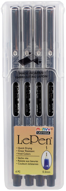Uchida Le Pen .03mm Point 4/Pkg-Black - 4300-4B - 028617437729