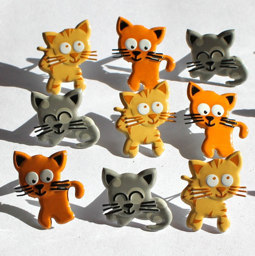 Eyelet Outlet Shape Brads 12/Pkg-Kitties QBRD2-34