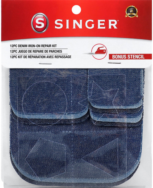 Singer Iron-On Patch Repair Kit 12/Pkg-Assorted Denim - 00079 - 075691000790