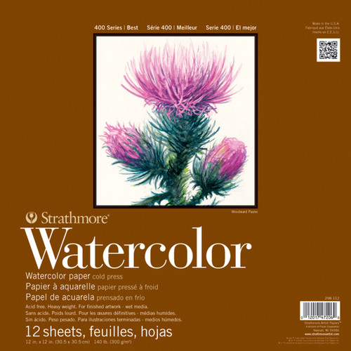 Strathmore Watercolor Paper Pad 12"X12"-12 Sheets - 298112 - 012017472060