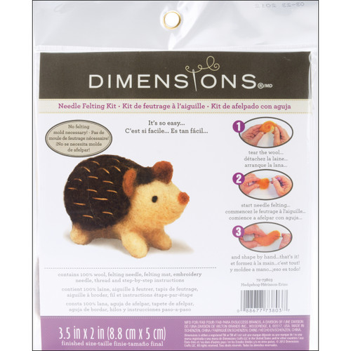 Dimensions Feltworks Needle Felting Kit-Hedgehog 72-73803 - 088677738037