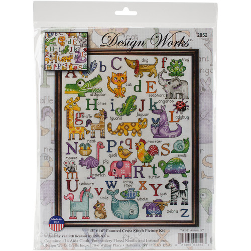 Design Works Counted Cross Stitch Kit 12"X16"-ABC Animals (14 Count) DW2852 - 021465028521