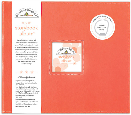 Doodlebug Storybook D-Ring Album 12"X12"-Coral - DBSBA12-5721 - 842715057210 Doodlebug Storybook D-Ring Album 12"X12"-Coral - DBSBA12-5721 - 842715057210