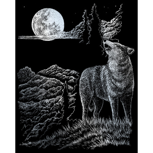 Royal & Langnickel(R) Silver Foil Engraving Art Kit 8"X10"-Wolf Moon - SILVFL-33