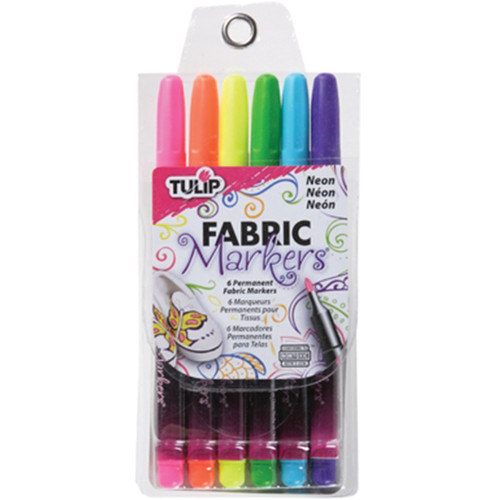 Tulip Permanent Fabric Markers 6/Pkg-Neon - 28975
