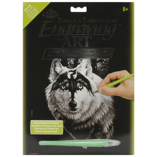 Royal & Langnickel(R) Silver Foil Engraving Art Kit 8"X10"-Dragon Wolf - SILVFL-28 - 090672066855