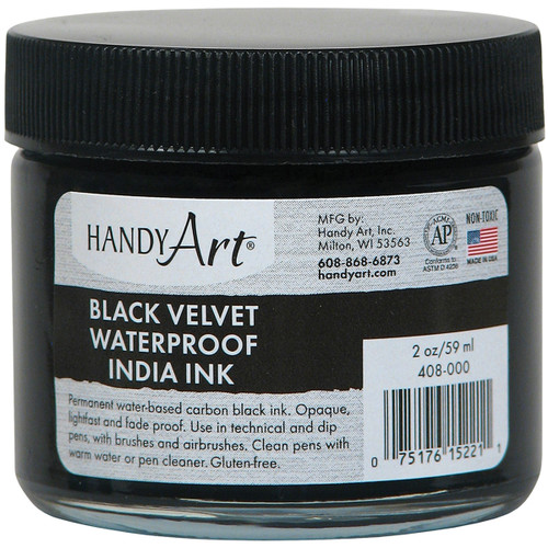 Handy Art Black Velvet India Ink Glass Jar-2oz - 408-000 - 075176152211