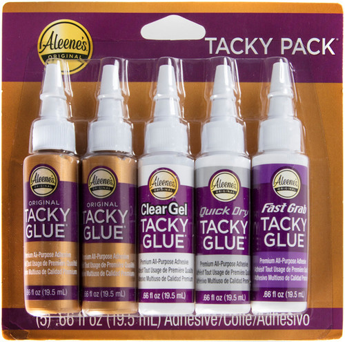 Aleene's Try Me Size Tacky Pack .66oz 5/Pkg-Clear Gel, Quick Dry, Fast Grab, 2 Orig 25115 - 017754251152