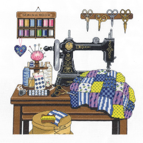 Janlynn Counted Cross Stitch Kit 12"X12"-Antique Sewing Room (14 Count) 17-0100 - 049489006929