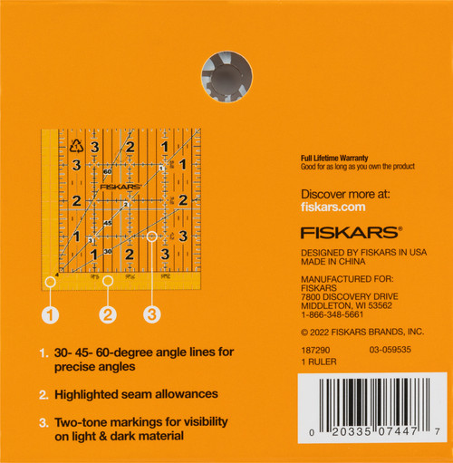 Fiskars Square Acrylic Ruler-4-1/2"X4-1/2" 187290