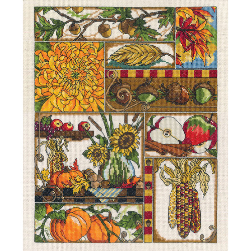 Janlynn Counted Cross Stitch Kit 11"X14"-Autumn Montage (14 Count) - 17-0103