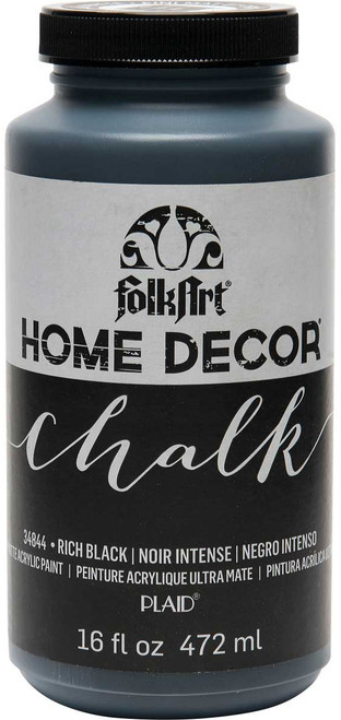 Folkart Home Decor Chalk Paint 16oz-Rich Black HDCHLK16-34844 - 028995348440