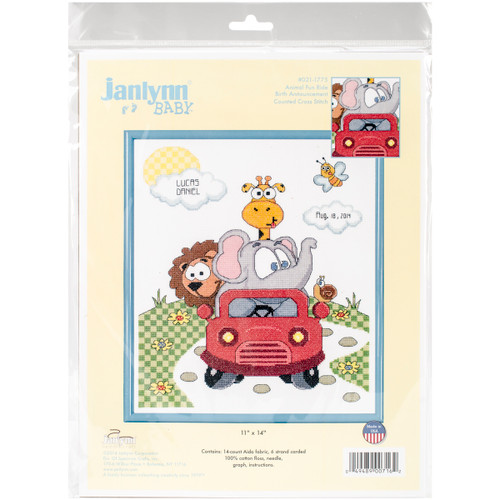 Janlynn Counted Cross Stitch Kit 11"X14"-Animal Fun Ride (14 Count) 21-1775 - 049489007162