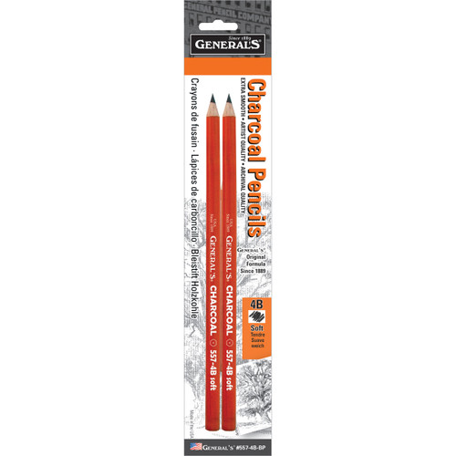 General's Charcoal Pencils 2/Pkg-4B 557-4B - 044974055741