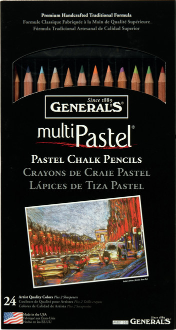 General's MultiPastel Chalk Pencils 24/Pkg-Assorted Colors 4401-24A - 044974400244