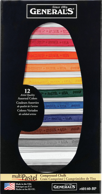 General's MultiPastel Compressed Chalk Sticks 12/Pkg-Assorted Colors - 40140-BP - 044974401401