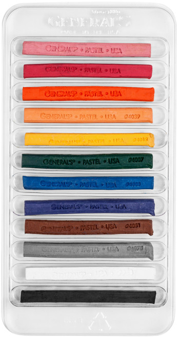 General's MultiPastel Compressed Chalk Sticks 12/Pkg-Assorted Colors - 40140-BP