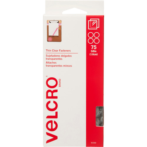 VELCRO(R) Brand Thin Fasteners Coins .625" 75/Pkg-Clear - 91302